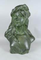 Sculpture Bronze -Buste de femme- signé LAMBEAUX Jef