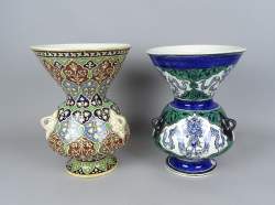Céramique : 2 vases en faïence BFK D203 (def cuisson) et 203/D80 (chev base)