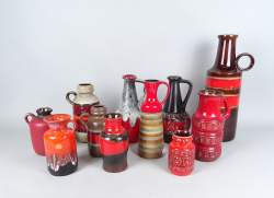 Céramique : 11 vases en faïence vintage dont West Germany , Jasba circa 1960/1970