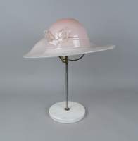 Luminaire : lampe à poser vintage - Chapeau - en verre et socle marbre blanc