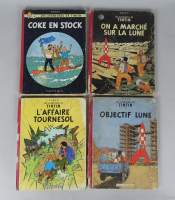 BD(4) : Les aventures de TINTIN , Hergé éd CASTERMAN EOB : On a marché sur la lune B11 1954 /Objectif Lune B8 1953 /Coke en stock B24 1958 /Tournesol B20 1956