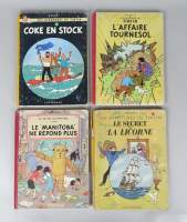 BD : Les aventures de TINTIN Hergé éd CASTERMAN (3) : Secret de la licorne (mqe) A23 1944 , Coke... B24 1958 EOB , Tournesol B20 56 EOB + Manitoba B6 1952 (Dsl'état)