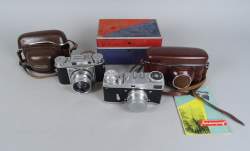 Collection : appareil photo (2) : Voigtlander Prominent Ultron 1 : 2/50 + Leningrad Jupiter - 8 2/50 boitier motorisé avec boite
