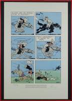 BD : planche offset (trace doigt , pli) - Tintin en amérique - N° 765/850 signée HERGE Georges Rémi
