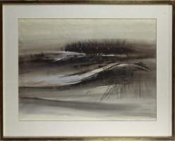 Tableau aquarelle - Composition - 1964 signé DUDANT Roger