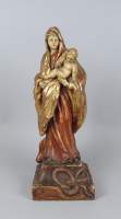 Sculpture : bois polychrome et dorure - Vierge à l'enfant - anonyme 18eS