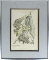 Estampe : litho couleur - Divine comédie - d'après DALI portant une signature 24 , 5x17 , 5cm cadre gris s/v