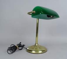 Luminaire : lampe de bureau à poser de style Art Déco doré abj en verre vert H : 36cm