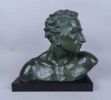 Sculpture: Terre cuite -Buste d'homme- signé DOMMISSE Johannes