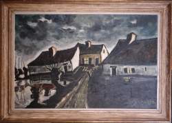 Tableau HST -Village- signé PISTRE Marcel