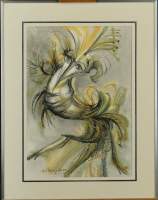 Aquarelle sur papier -La sylphide vaporeuse- daté 1983 signéet de HUPET Andre