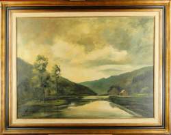 Tableau HST -L'Ourthe- signé Guy DIRCKX (Xxe) 80x110cm cadredoré