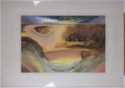Tableau: dessin aquarelle -Composition abstraite- signé SENTJENS Pierre