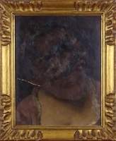 Tableau HSB acajou (grif) -Portrait de femme- 1880 monogrammé Ed AGNEESSENS Edou