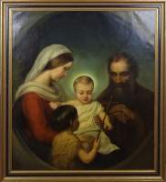 Tableau HST -La Sainte Famille- 1858 d'après MURILLO Bartolomé Esteban