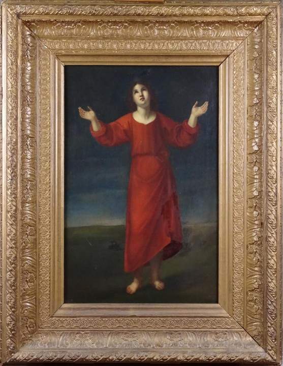 Tableau HST (doublé, ds l'état) -Christ jeune- anonyme fin 18eS début 19eS 58x38