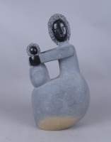 Sculpture: pierre -Mère et enfant- signé MAKOSA 20eS Zimbabwe H:48cm (taches)