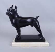 Sculpture: Bronze patine noire -Toy, Boston-Terrier- 8/48 d'après POMPON Françoi