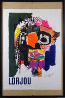 Estampe: Litho affiche couleur -Théâtre du papier- 1971 signé LORJOU Bernard