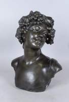 Sculpture Galvanoplastie de cuivre - Buste de femme - signé LAMBEAUX Jef