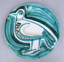 Céramique Assiette en céramique décor d'oiseau (fel) monogrammé RP PICAULT Robert