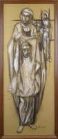 Tableau Pastel - Vierge et enfant - signé B.MAX BROEDER MAXIMINUS pseudo de VAN MEERBEECK Victor