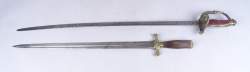 Arme : Sabre d'officier espagnol daté 1855 + Dague de chasse 2e moitié 19eS (sans fourreau)