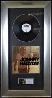 Musique : Johnny HALLYDAY - L'attente - disque de platine n°130/500 ds cadre moderne s/v a/ certificat d'authenticité Fan Avenue