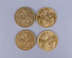 Collection : Pièces de monnaie : 4x SOUVERAIN OR