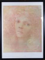 Estampe litho couleur -Portrait de dame- 65/275 signé FINI Léonor