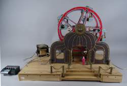 Objet : Automate Grande roue en bois polychrome (tourne) avec éclairage (En partie fonctionnel)
