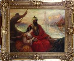 Tableau HST - Sultan et sa courtisane à Venise - 1906 signé VAN DEN BUSSCHE Joseph Emmanuel