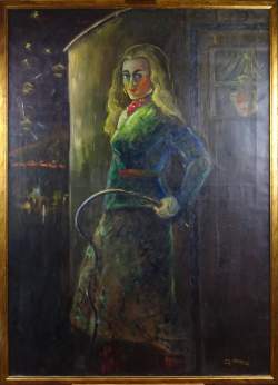 Tableau HST - Femme à la cravache - signé G.ADAM (Gustave) pseudo de Paul PIRON