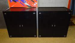 Meuble vintage: Paire de buffets INTERLUBKE teinté noir (Griffes plateaux) H:98x