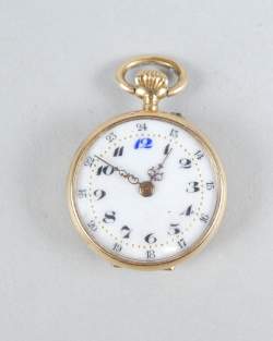 Bijou: Montre de gousset de col cuvette extérieure en or jaune 18K mouvement à r