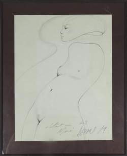 Tableau: Dessin sur papier -Femme nue- daté 79 signé DARAN Gérard