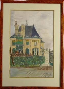 Gouache s/papier -Vue de Maison- signe MILO Jean Gouache s/papier -Vue de Maison- signe MILO Jean