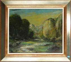 Tableau HST -Paysage Montagneux avec Cours d'Eau- Ecole de COURBET Gustave Tableau HST -Paysage Montagneux avec Cours d'Eau- Ecole de COURBET Gustave