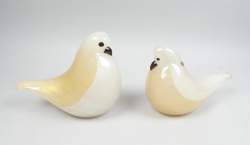 Verrerie : Couple de Colombes / Pigeons (1 pt ecl) en verre de MURANO