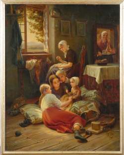 Tableau HST - Enfants jouant à l'intérieur - daté 1855 signé SY Louis Frederich Tableau HST - Enfants jouant à l'intérieur - daté 1855 signé SY Louis Frederich