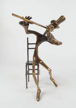 Sculpture : Bronze doré - Le flûtiste - signé LOHE Yves Sculpture : Bronze doré - Le flûtiste - signé LOHE Yves