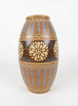 Céramique : Vase en grès Kéramis D651 F895 fleurs stylisées 1920 Céramique : Vase en grès Kéramis D651 F895 fleurs stylisées 1920