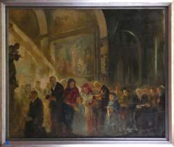 Tableau HST - La messe - signé PECZELY Antal Anton Tableau HST - La messe - signé PECZELY Antal Anton