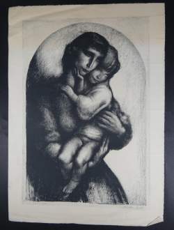 Estampe : Lithographie - Mère à l'enfant - N° 221/300 signé CARTE Anto Estampe : Lithographie - Mère à l'enfant - N° 221/300 signé CARTE Anto