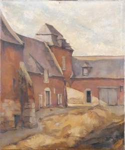 Tableau HST - Corps de Ferme - daté 35 signé A.MALLET