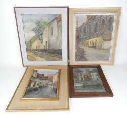 Tableau (4pcs) 3HST 1HSP signées cadre mod (1acc) TONDREAU Paul, ANIS Clément, HERWEGH Marcelle, BESENGEZ L