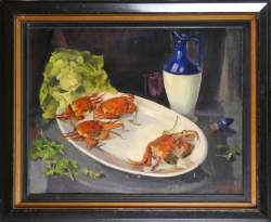 Tableau HST - nature morte aux crabes - daté 1943 signé TILLEUX Joseph Martin Tableau HST - nature morte aux crabes - daté 1943 signé TILLEUX Joseph Martin