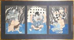 Asiatique : triptyque Nishiki - e signé Ichiyusai Kuniyoshi ga a/sceau d'après KUNIYOSHI Utagawa Asiatique : triptyque Nishiki - e signé Ichiyusai Kuniyoshi ga a/sceau d'après KUNIYOSHI Utagawa