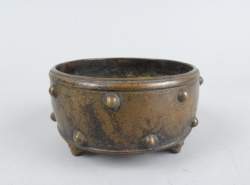 Asiatique : Brûle-parfum ancien en bronze chinois marque apocryphe en kaishu Daqing Kangxi nianzhi