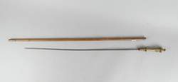 Objet : Canne épée en bronze et bambou Objet : Canne épée en bronze et bambou